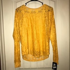 Girls XL Mustard Lacey Top